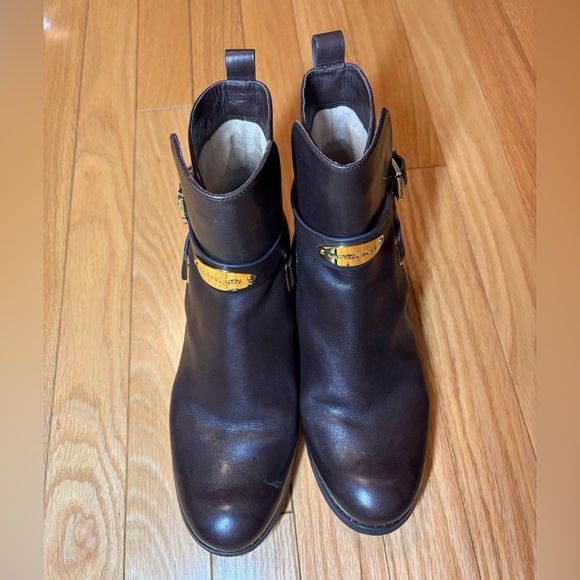 Michael Kors Dark Brown Ankle Booties, with gold hardware, size 7 - Picture 11 of 15